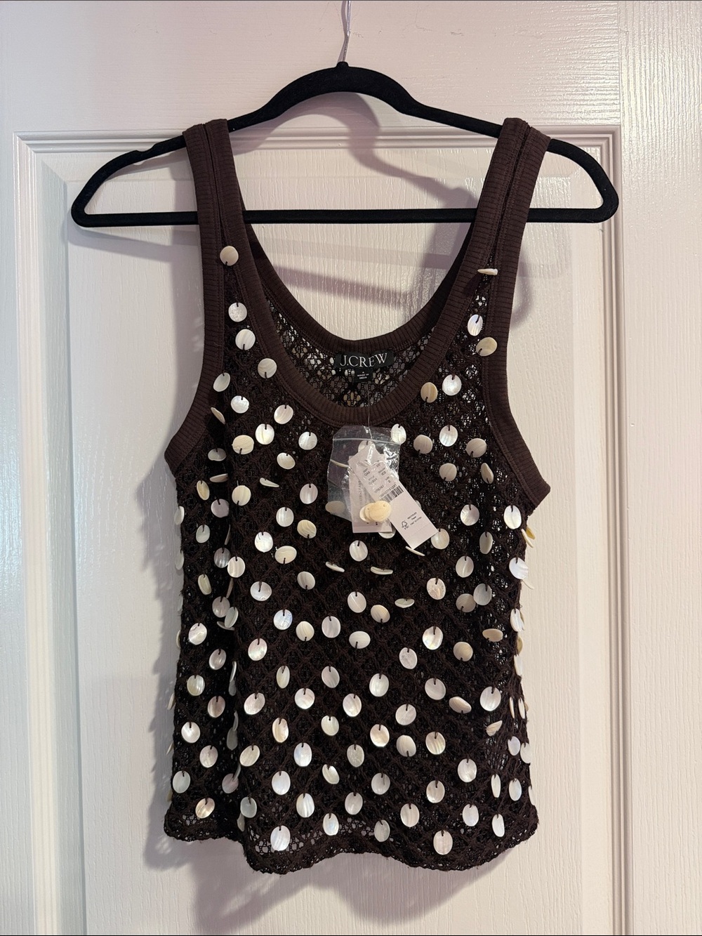 J. Crew Brown Shell Crochet Tank